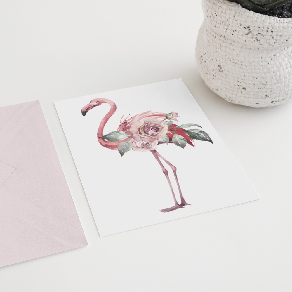 Watercolor Tropical Flamingo Wall Art Poster Print UNFRAMED - Picture 8 of 17